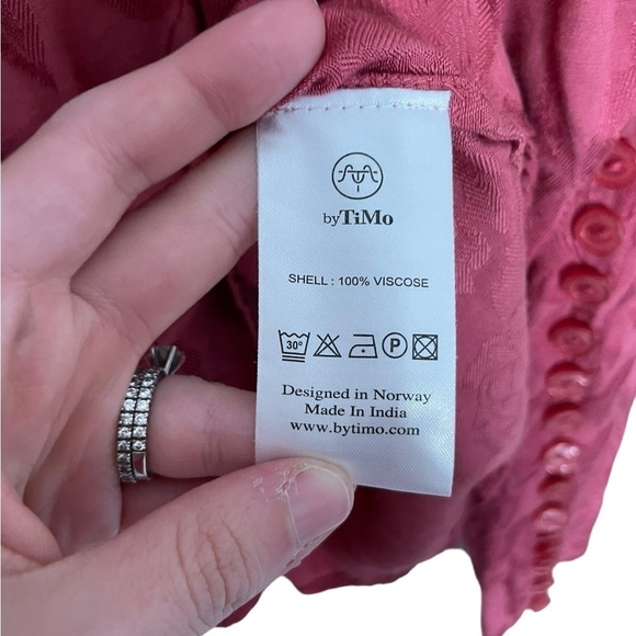 By Timo Button Back Floral Victorian Dark Pink Long Sleeve Blouse XS Bytimo - Picture 2 of 8